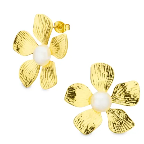 Wasserfester Blumen Ohrringe in vergoldetem Stahl - OCEANA