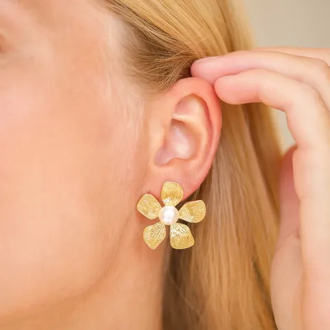 Wasserfester Blumen Ohrringe in vergoldetem Stahl - OCEANA