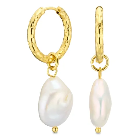 Wasserfester Perle Kreole in vergoldetem Stahl - OCEANA