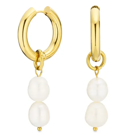 Wasserfester Perle Kreole in vergoldetem Stahl - OCEANA