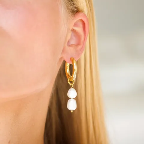 Wasserfester Perle Kreole in vergoldetem Stahl - OCEANA