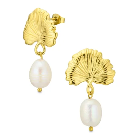 Wasserfester Perle Ohrringe in vergoldetem Stahl - OCEANA