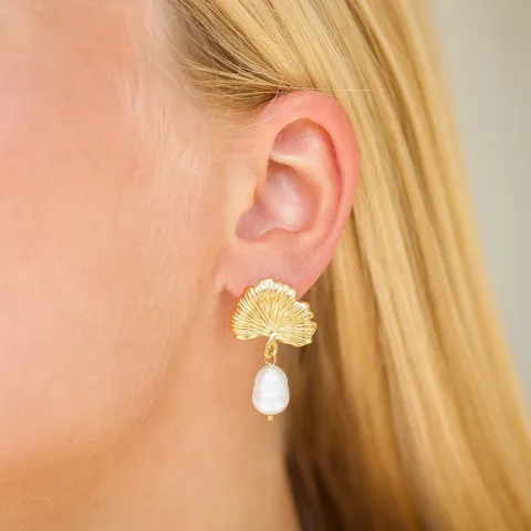 Wasserfester Perle Ohrringe in vergoldetem Stahl - OCEANA