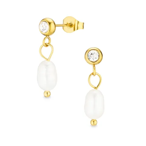 Wasserfester Perle Ohrringe in vergoldetem Stahl - OCEANA