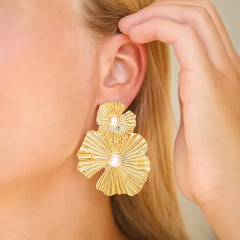 Wasserfester Blumen Ohrringe in vergoldetem Stahl - OCEANA