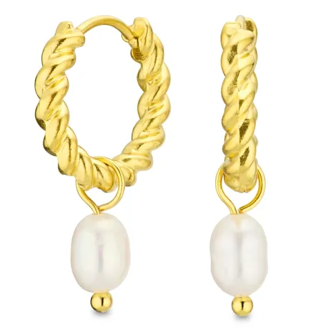 Wasserfester Perle Kreole in vergoldetem Stahl - OCEANA