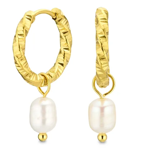 Wasserfester Perle Kreole in vergoldetem Stahl - OCEANA