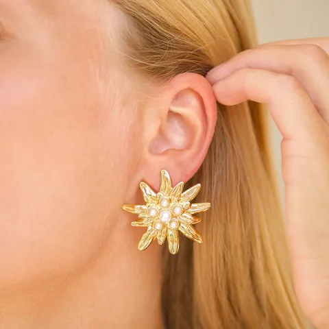 Wasserfester Blumen Ohrringe in vergoldetem Stahl - OCEANA