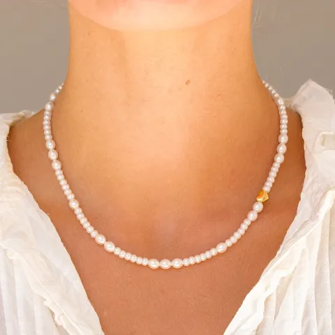 Wasserfest Herz Perle Halskette mit Anhänger aus vergoldetem Stahl - OCEANA