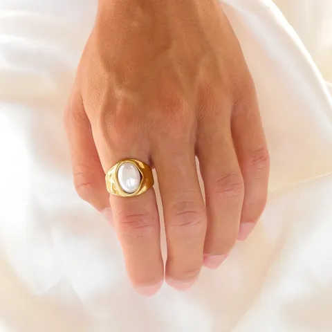 Wasserfest Perle Ring aus vergoldetem Edelstahl - OCEANA