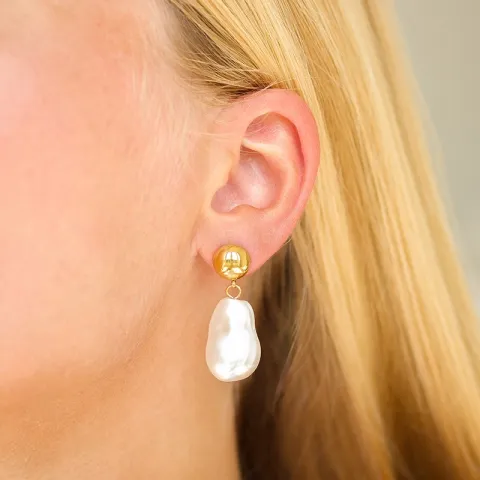 Wasserfester Perle Ohrringe in vergoldetem Stahl - OCEANA