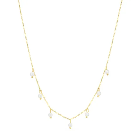 Wasserfest Perle Halskette aus vergoldetem Stahl - OCEANA