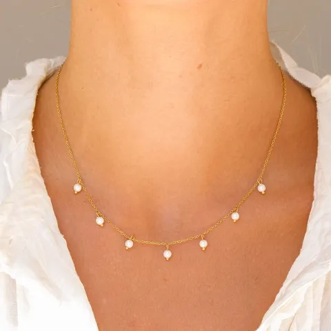 Wasserfest Perle Halskette aus vergoldetem Stahl - OCEANA