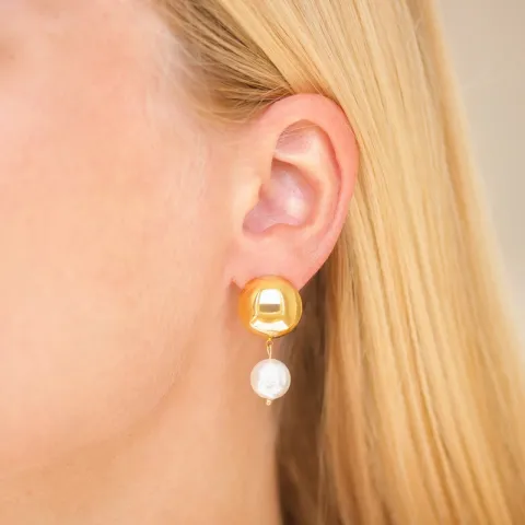 Wasserfester Perle Ohrringe in vergoldetem Stahl - OCEANA