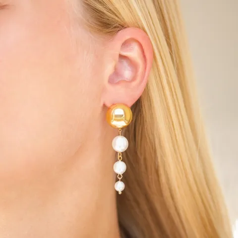 Wasserfester Perle Ohrringe in vergoldetem Stahl - OCEANA