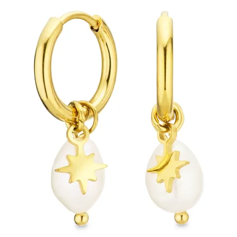 Wasserfester Perle Kreole in vergoldetem Stahl - OCEANA