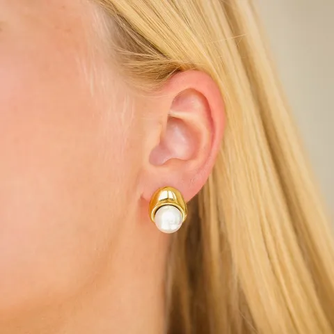 Wasserfester Perle Ohrringe in vergoldetem Stahl - OCEANA