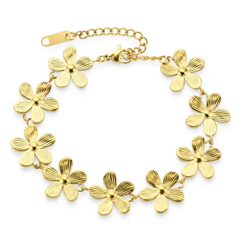 Wasserfest Blumen Armband aus vergoldetem Stahl - OCEANA