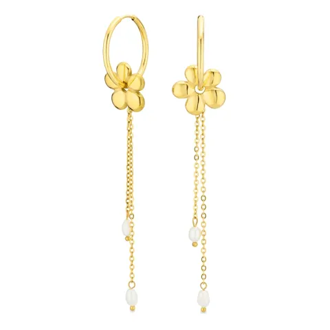 Wasserfester Blumen Perle Ohrringe in vergoldetem Stahl - OCEANA