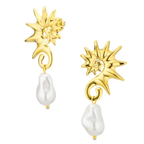 Wasserfester Perle Ohrringe in vergoldetem Stahl - OCEANA