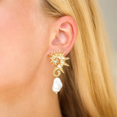 Wasserfester Perle Ohrringe in vergoldetem Stahl - OCEANA