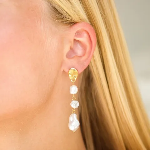 Wasserfester Perle Ohrringe in vergoldetem Stahl - OCEANA