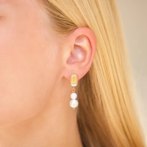 Wasserfester Perle Ohrringe in vergoldetem Stahl - OCEANA