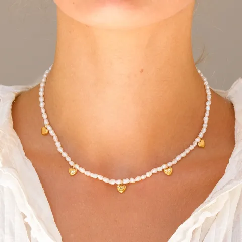 Wasserfest Herz Halskette aus vergoldetem Stahl - OCEANA