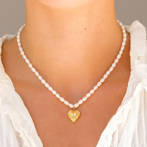 Wasserfest Herz Halskette aus vergoldetem Stahl - OCEANA