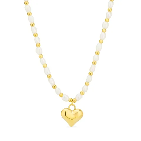 Wasserfest Herz Halskette aus vergoldetem Stahl - OCEANA