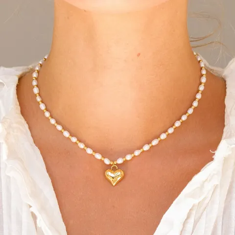 Wasserfest Herz Halskette aus vergoldetem Stahl - OCEANA