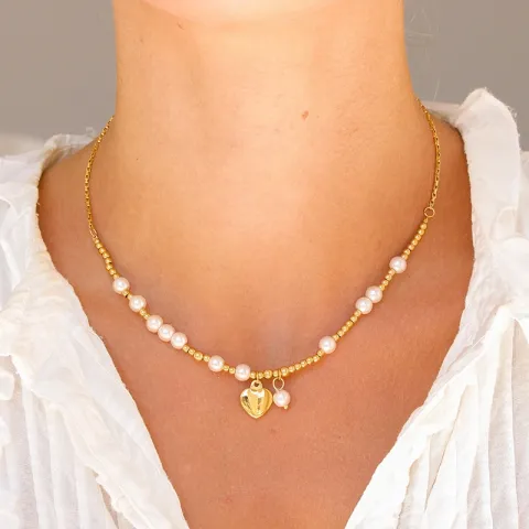 Wasserfest Herz Halskette aus vergoldetem Stahl - OCEANA