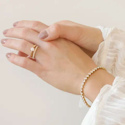 Wasserfest Zirkon Armband aus vergoldetem Stahl - OCEANA