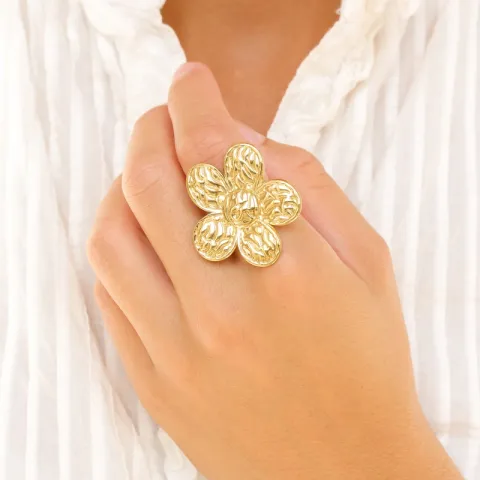 Wasserfest Blumen Ring aus vergoldetem Edelstahl - OCEANA