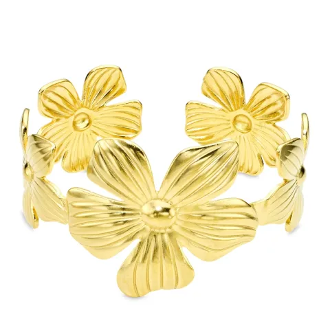 Wasserfest Blumen Armband aus vergoldetem Stahl - OCEANA