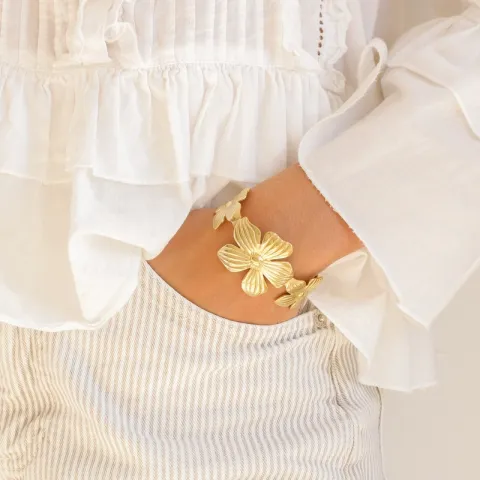 Wasserfest Blumen Armband aus vergoldetem Stahl - OCEANA