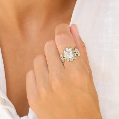 Wasserfest Blumen Ring aus Stahl - OCEANA