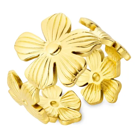 Wasserfest Blumen Ring aus vergoldetem Edelstahl - OCEANA