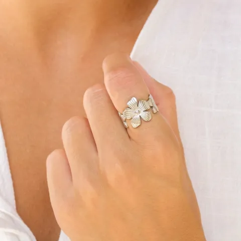 Wasserfest Blumen Ring aus Stahl - OCEANA