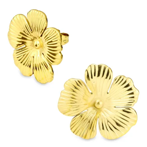 Wasserfester Blumen Ohrringe in vergoldetem Stahl - OCEANA