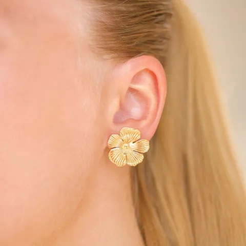 Wasserfester Blumen Ohrringe in vergoldetem Stahl - OCEANA