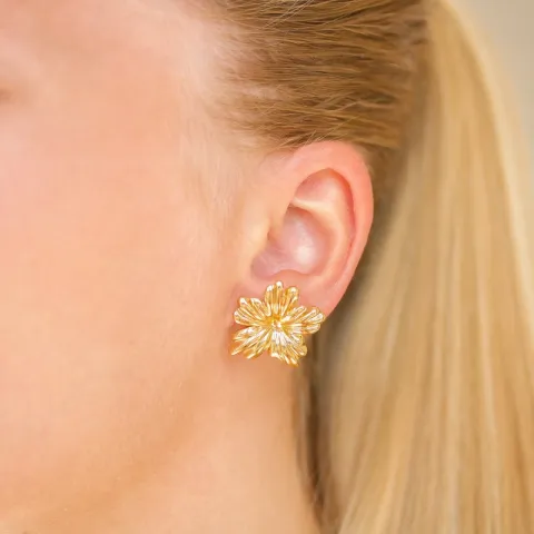 Wasserfester Blumen Ohrringe in vergoldetem Stahl - OCEANA