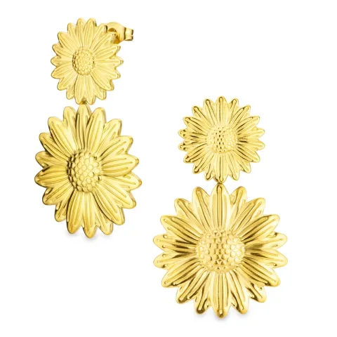 Wasserfester Blumen Ohrringe in vergoldetem Stahl - OCEANA