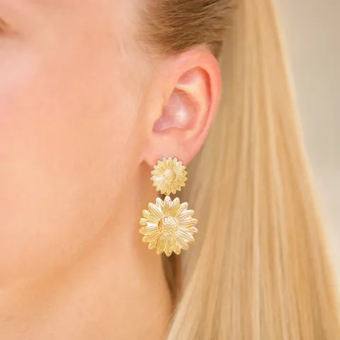Wasserfester Blumen Ohrringe in vergoldetem Stahl - OCEANA