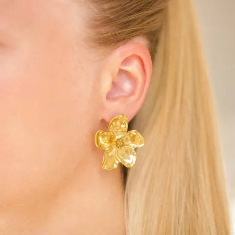 Wasserfester Blumen Ohrringe in vergoldetem Stahl - OCEANA
