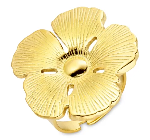 Wasserfest Blumen Ring aus vergoldetem Edelstahl - OCEANA
