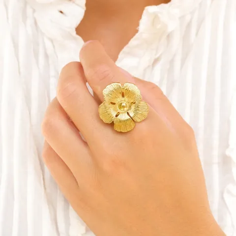 Wasserfest Blumen Ring aus vergoldetem Edelstahl - OCEANA