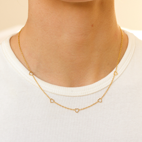 Wasserfest Herz Halskette aus vergoldetem Stahl - OCEANA