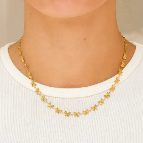 Wasserfest Schmetterling Halskette aus vergoldetem Stahl - OCEANA