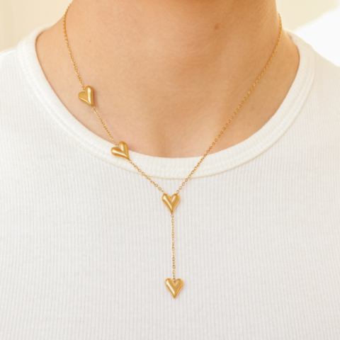 Wasserfest Herz Halskette aus vergoldetem Stahl - OCEANA